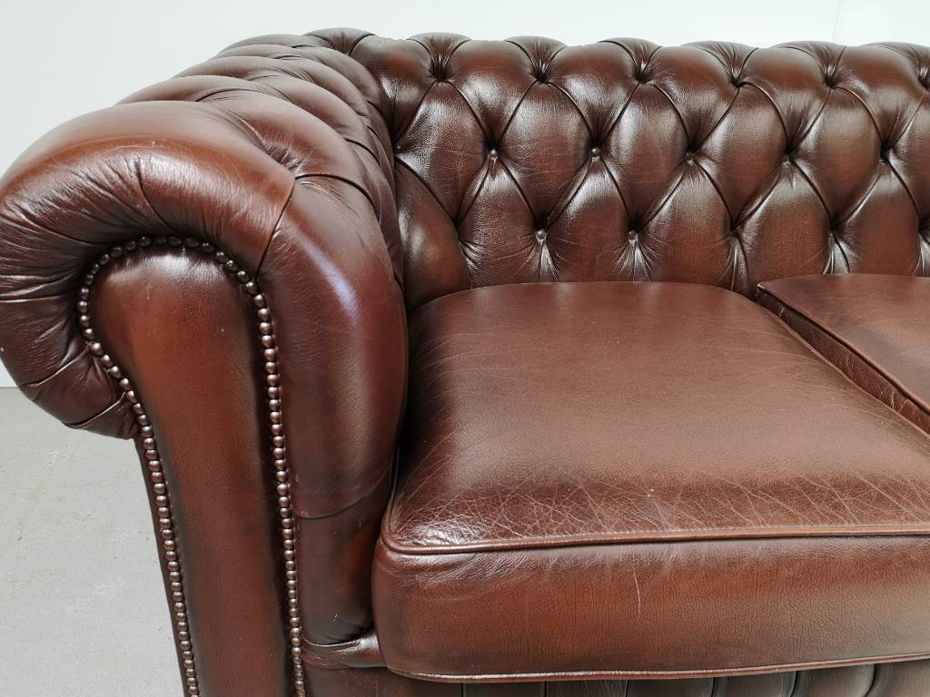 Canap Chesterfield Cuir Marron Deux Places Puces Priv Es