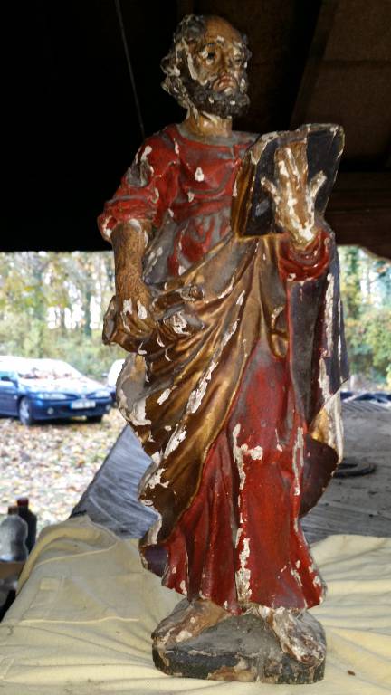 statue en bois polychrome epoque 17eme | Puces Privées