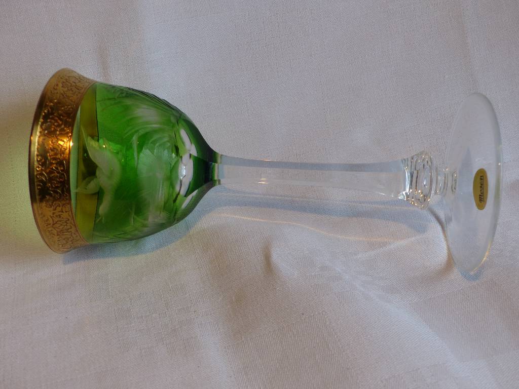 No - 280 - coffret de deux verres à pied en cristal taillé ,  cristallerie Moser | Puces Privées