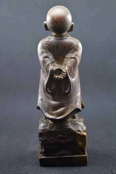 Belle statue antique en bois sculpté Bouddha | Puces Privées