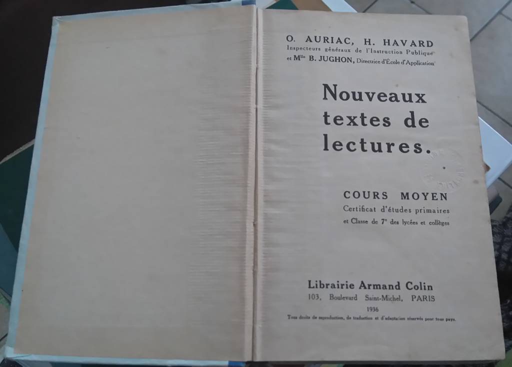 Livre ancien NOUVEAUX TEXTES DE LECTURES CM 1936 | Puces Privées