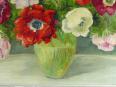 Debut XX éme Art Nouveau Tableau Huile Sur Toile Bouquet Fleurs Pensees | Puces Privées
