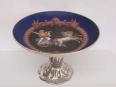 Coupe à fruits Tazza avec base en argent et décor grec - Argent 833 - Pays-Bas - 1864 | Puces Privées
