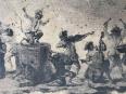 Grotesque musicien fin XVII ou XVIII panneau trumeau découpé Pointillisme | Puces Privées