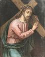 Le Christ portant la croix peinture sur cuivre XVII e Jésus anonyme ? | Puces Privées