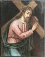 Le Christ portant la croix peinture sur cuivre XVII e Jésus anonyme ? | Puces Privées