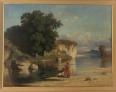 ACHILLE BENOUVILLE 1815-1891 gouache, paysage d’Italie - XIXème siècle | Puces Privées