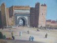 No - 426 - Tableau orientaliste la porte Bab Al Khemis à Meknès Maroc | Puces Privées