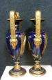 Magnifique paire de très grands vases en porcelaine de Paris bleue et or | Puces Privées