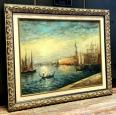 ROBERT MOGISSE (1933), « Venise levé du soleil sur le le Canal », Huile sur toile signée en bas à gauche | Puces Privées