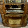 Important et magnifique buffet bibliothéque époque Art Déco de forme demie lune en noyer et loupe | Puces Privées