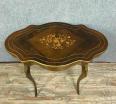 Superbe table bureau violonée époque Napoléon III en marquèterie au bouquet de fleurs | Puces Privées