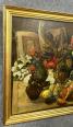 Grande huile sur toile époque XIXeme  nature morte aux fleurs, fruits et livre ouvert  Signature de Southwick | Puces Privées