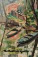 RODRIGUE (XXème), La barque bleu, Huile sur toile signée | Puces Privées