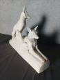 Sculpture animalière couple de chiens en céramique L. FRANCOIS | Puces Privées