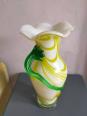Vase en verre jaune et vert | Puces Privées