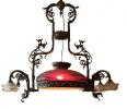 SUSPENSION ART NOUVEAU - MONTURE EN BRONZE - GLOBE EN VERRERIE DE LOETZ | Puces Privées