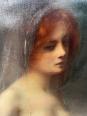 Henri RONDEL (1857-1919) : Important tableau époque Art Nouveau représentant une jeune femme vers 1890-1900 | Puces Privées