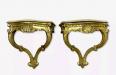 paire de consoles louis XV galbées en bois doré vers 1850-1900 | Puces Privées