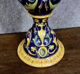 vase amphore en majolique italienne à décor émaillé polychrome sur fond bleu (haut 80cm) | Puces Privées