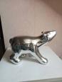 statuette ours céramique argenté longueur 25 cm | Puces Privées