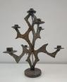 Chandelier bougeoir brutalise en bronze coulé 7 branches | Puces Privées