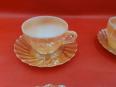 4 tasses pêche nacrée et leurs soucoupes Thermocrisa | Puces Privées
