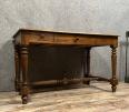 bureau plat de centre style Louis XVI en noyer massif vers 1850 | Puces Privées