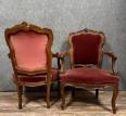 Paire de fauteuils cabriolets de style louis XV Rocaille en noyer vers 1850. | Puces Privées