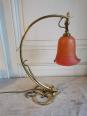 No - 577 - Lampe 1900 en bronze et pâte de verre | Puces Privées