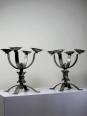 Paire de chandeliers brutalistes massifs en fer forgé 4 feux vintages | Puces Privées
