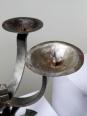 Paire de chandeliers brutalistes massifs en fer forgé 4 feux vintages | Puces Privées