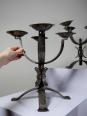 Paire de chandeliers brutalistes massifs en fer forgé 4 feux vintages | Puces Privées