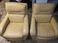 lot de 2 fauteuil cuir jaune pâle | Puces Privées