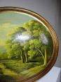 Paysage huile sur bois bombé Italien vintage style baroque Florentin | Puces Privées