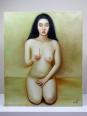 Grand tableau huile sur toile vintage nu De Miro | Puces Privées