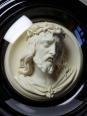 Médaillon Religieux mural Napoleon III, ancien XIXe, Christ calcaire Ragoneau | Puces Privées