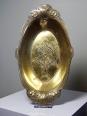 Plat coupe en laiton repoussé Art Nouveau ancien XIXe feuilles de lierre | Puces Privées