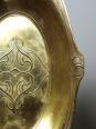 Plat coupe en laiton repoussé Art Nouveau ancien XIXe feuilles de lierre | Puces Privées