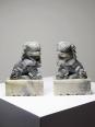 Paire de petits Chiens/Lions Foo en pierre de savon sculptée vintages | Puces Privées