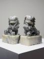 Paire de petits Chiens/Lions Foo en pierre de savon sculptée vintages | Puces Privées