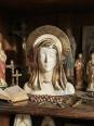 Buste Vierge auréolée céramique émaillée artisanat vintage/ancien | Puces Privées