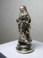 Ancienne petite vierge en verre églomisée polychrome XIXe | Puces Privées