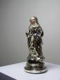 Ancienne petite vierge en verre églomisée polychrome XIXe | Puces Privées