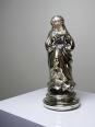 Ancienne petite vierge en verre églomisée polychrome XIXe | Puces Privées