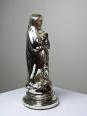 Ancienne petite vierge en verre églomisée polychrome XIXe | Puces Privées