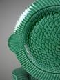 7 Assiettes plates anciennes poissons vert barbotine de Sarreguemines | Puces Privées