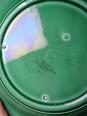 7 Assiettes plates anciennes poissons vert barbotine de Sarreguemines | Puces Privées