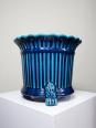 Cache pot vintage années 60-80 faïence glacée turquoise Charolles | Puces Privées