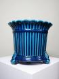 Cache pot vintage années 60-80 faïence glacée turquoise Charolles | Puces Privées